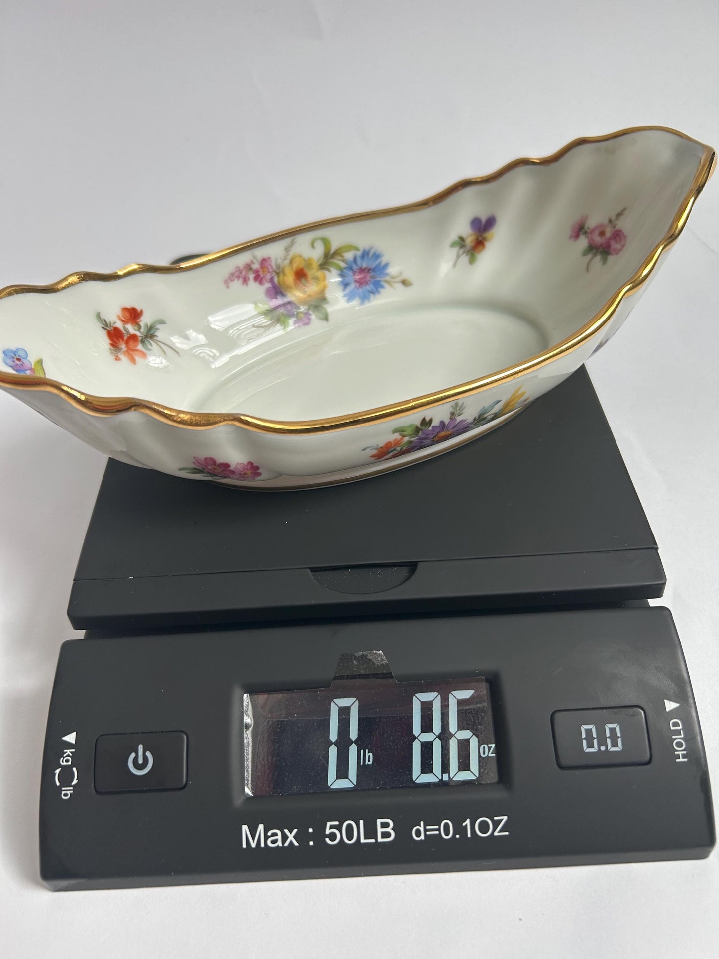 Paul Pastaud Limoges Hand Painted Ravier, Floral Oval Relish Dish