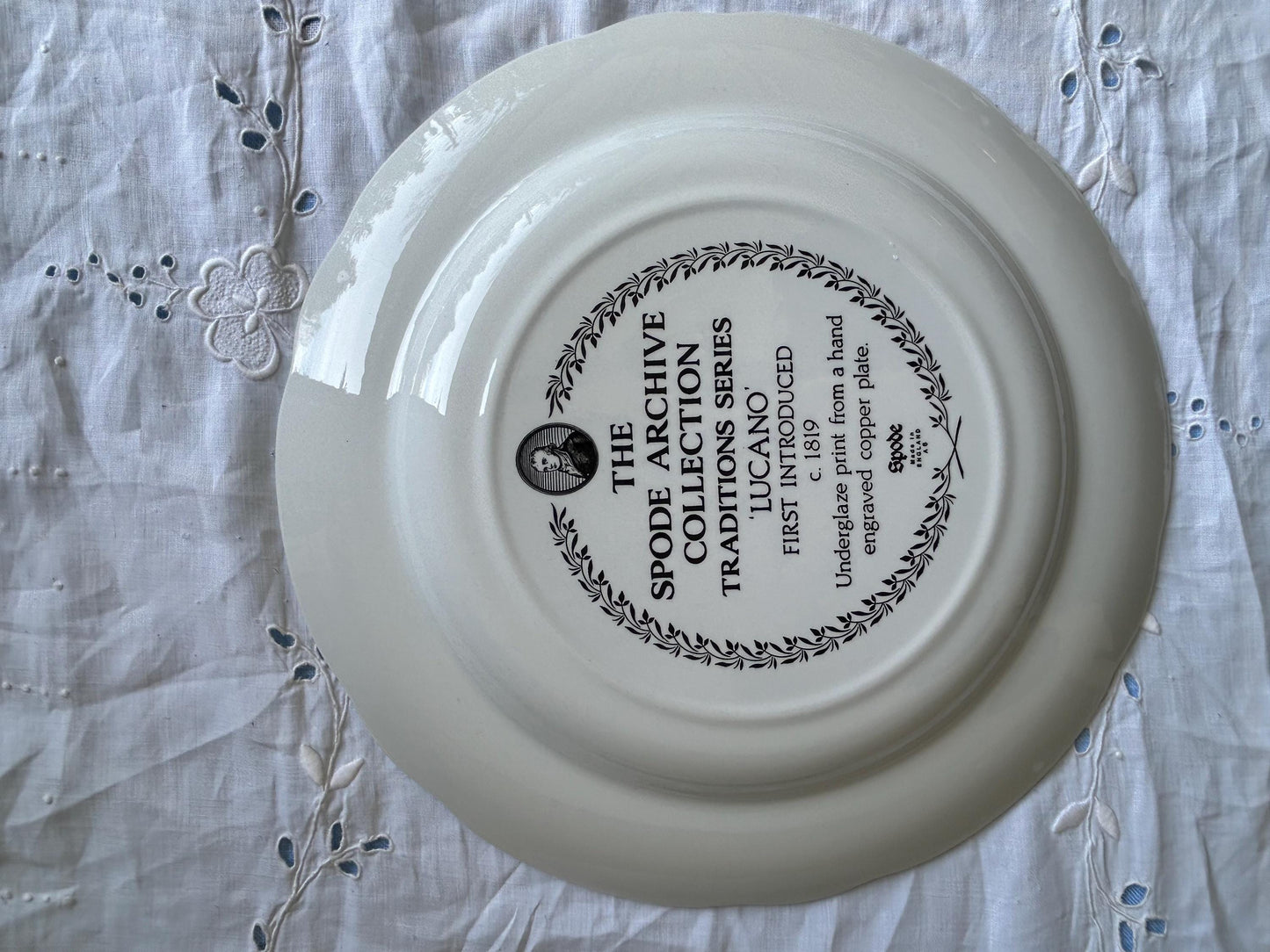 Set of 2 Vintage Spode Transferware Plates, Lucano and Castle, Black White English China, Archive Collection, Made in England