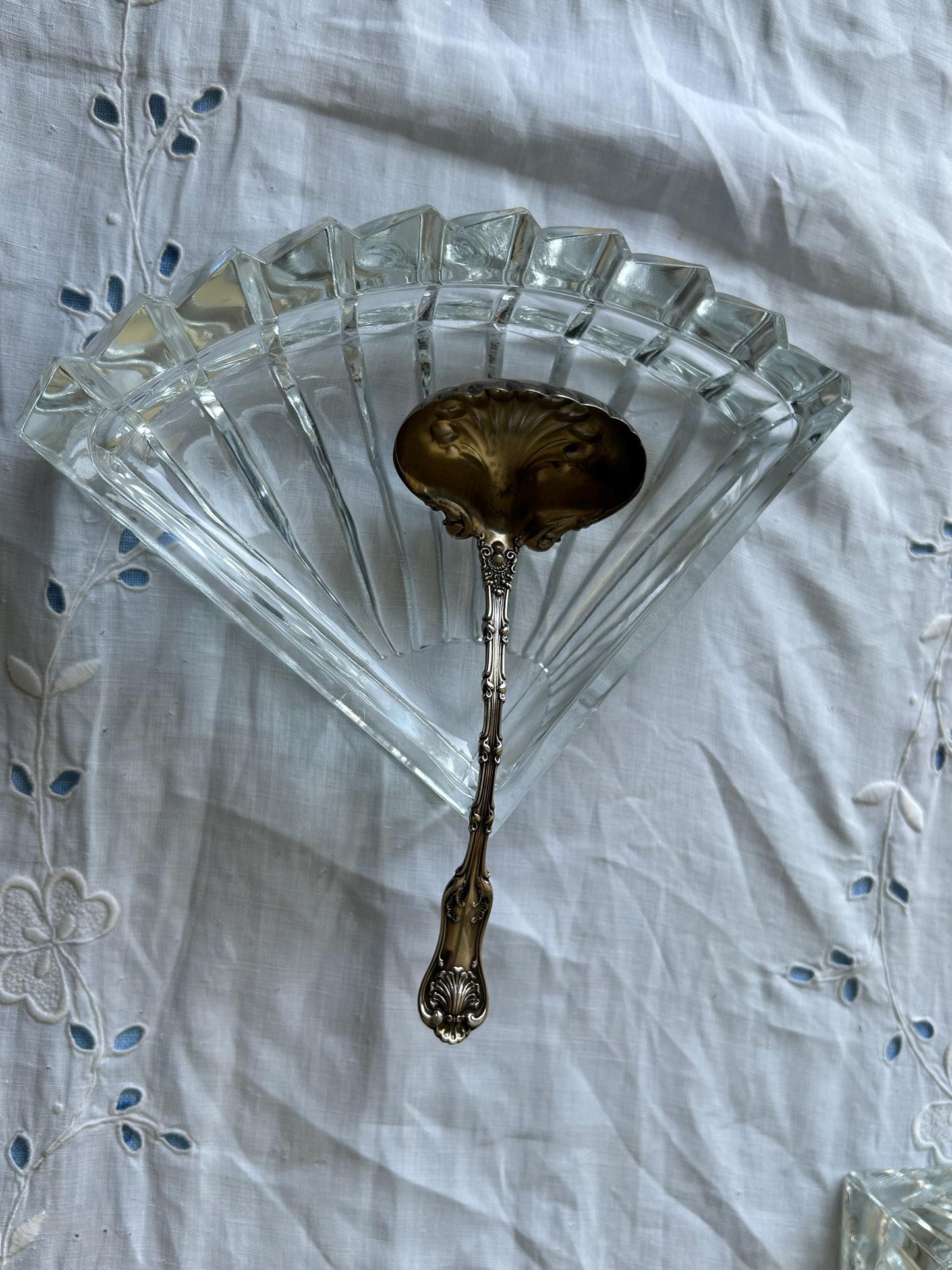 Antique Whiting Imperial Queen Sterling Silver Cream Ladle | Pat. 1893 | 5.8" 29.2g | Shell Bowl | Unpolished Patina