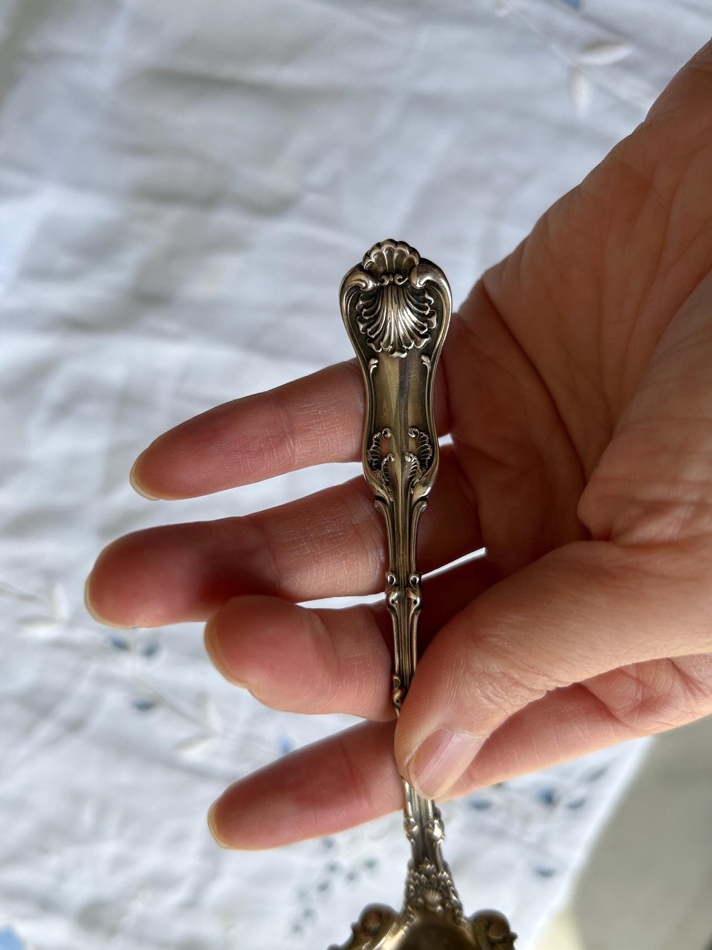 Antique Whiting Imperial Queen Sterling Silver Cream Ladle | Pat. 1893 | 5.8" 29.2g | Shell Bowl | Unpolished Patina