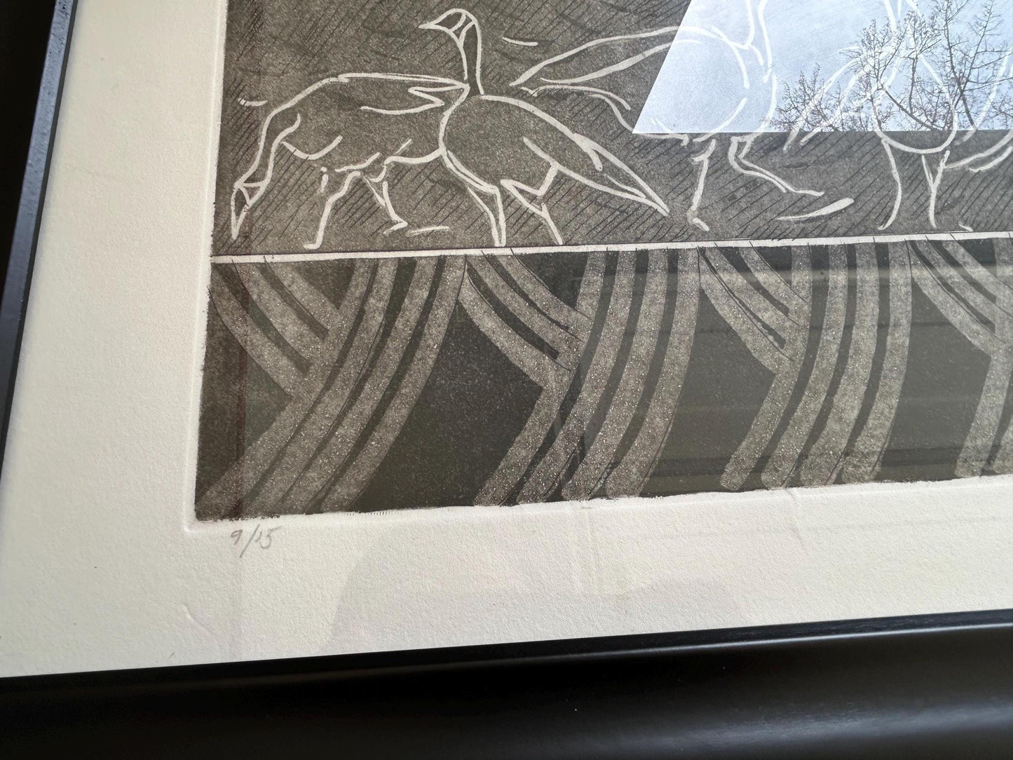 Vintage Limited Edition 9/15 Intaglio Etching Print | Canada Geese Wildlife Art | Framed | Original Printmaking
