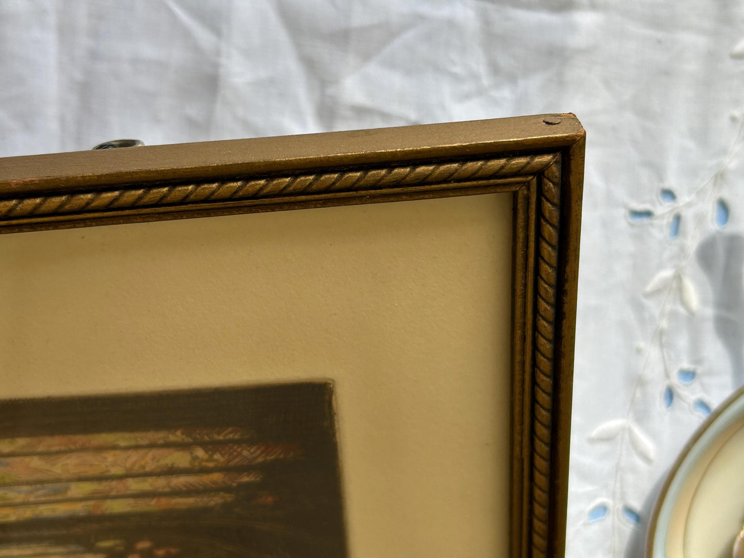 Marcel Julien Baron Signed Etching | French Gothic Cathedral Interior | Hand Colored Aquatint | Stained Glass | Framed