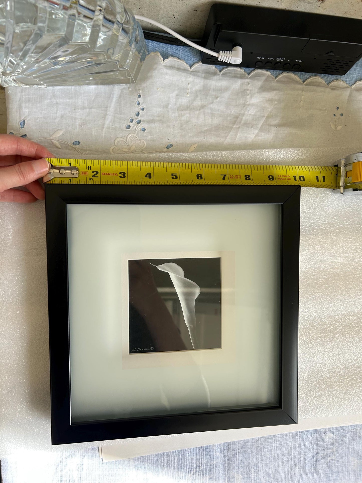 Signed Black & White Calla Lily Photograph | Shadow Box Frame | Vintage Wall Art | Floral Fine Art Print