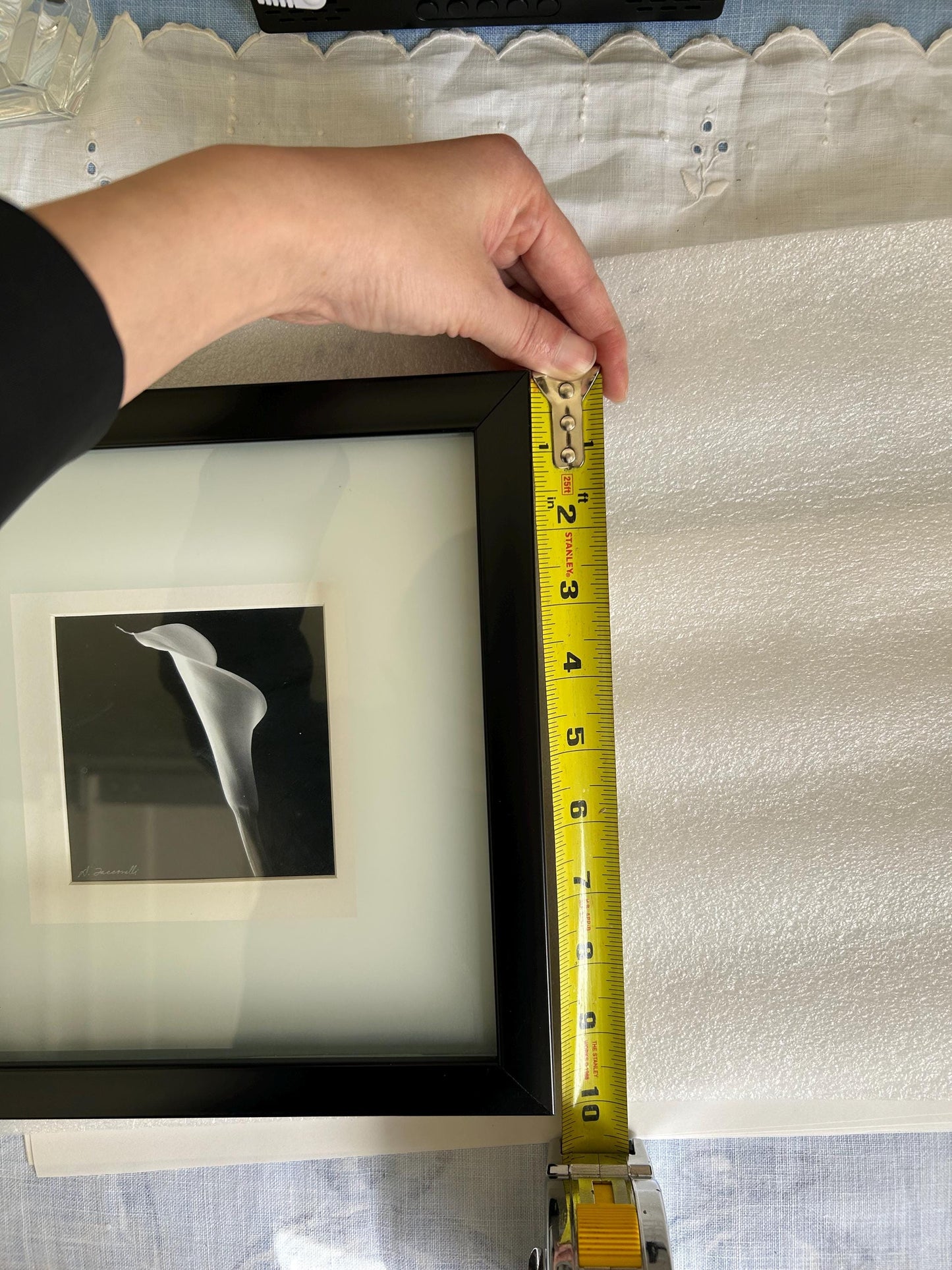 Signed Black & White Calla Lily Photograph | Shadow Box Frame | Vintage Wall Art | Floral Fine Art Print