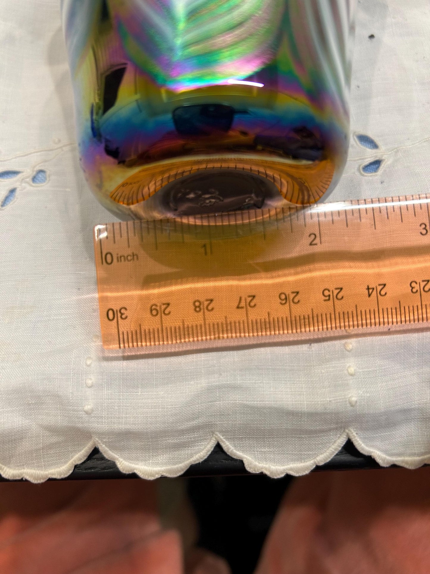 Signed Mt St Helens Ash Art Glass Vase - Iridescent Pulled Feather - Emerald City Seattle - 1980s Volcanic Ash Studio Glass - Memorial Vase