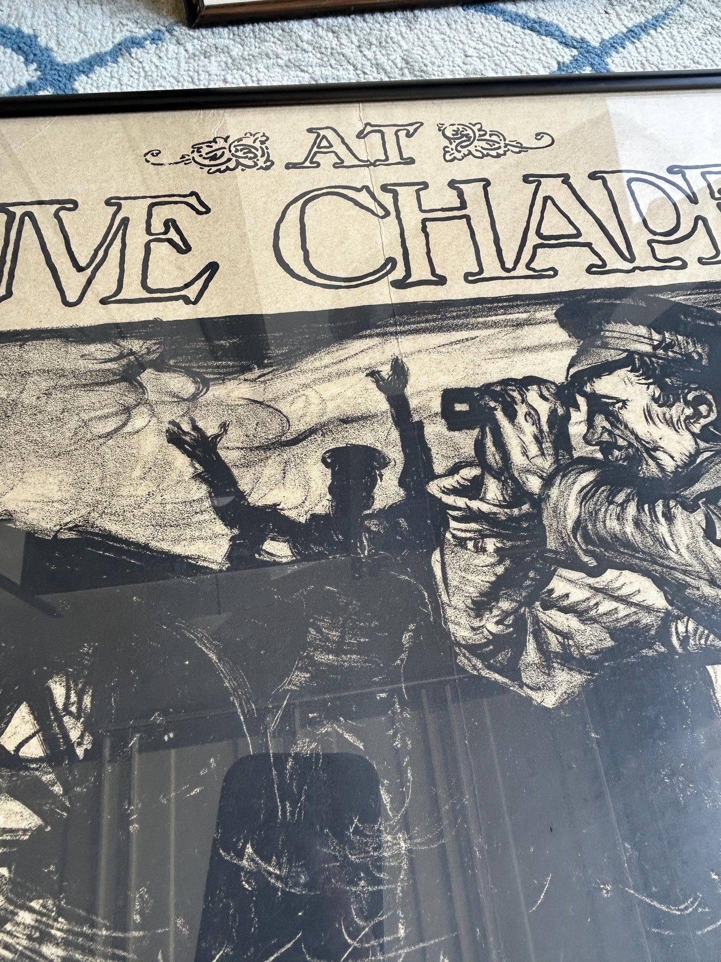 Antique 1915 Frank Brangwyn WWI Poster, At Neuve Chapelle, Original British Recruitment Lithograph, Avenue Press London, Framed Estate