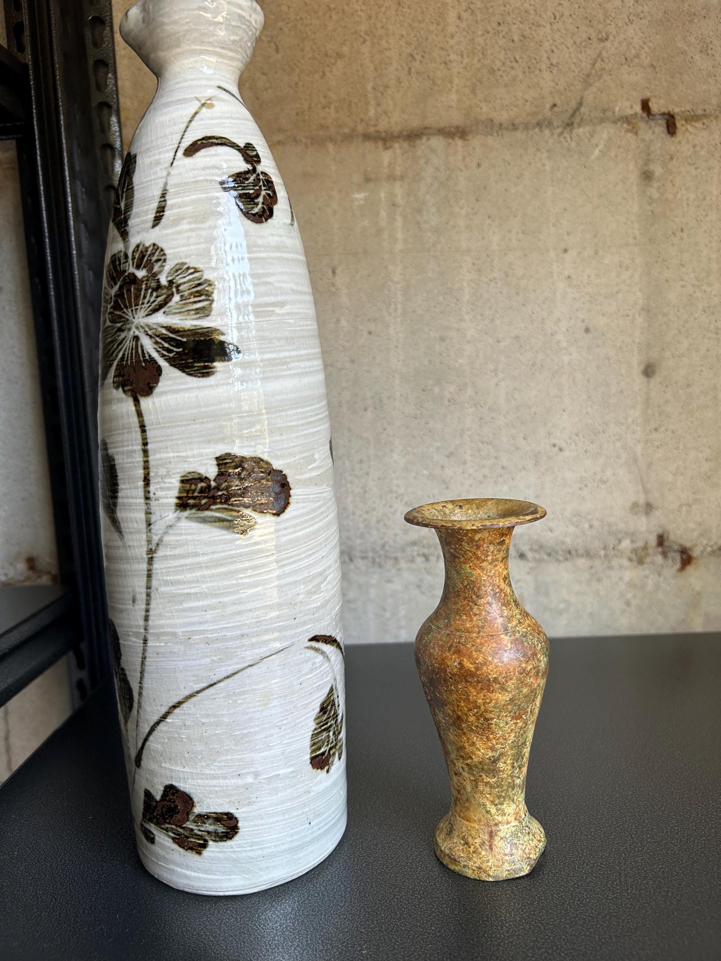 Vintage NYC Studio Bronze Vase - Acid Etched Patina - Mid Century Modernist Small Bud Vase - 1970s New York City Designer Art Scholar Estate