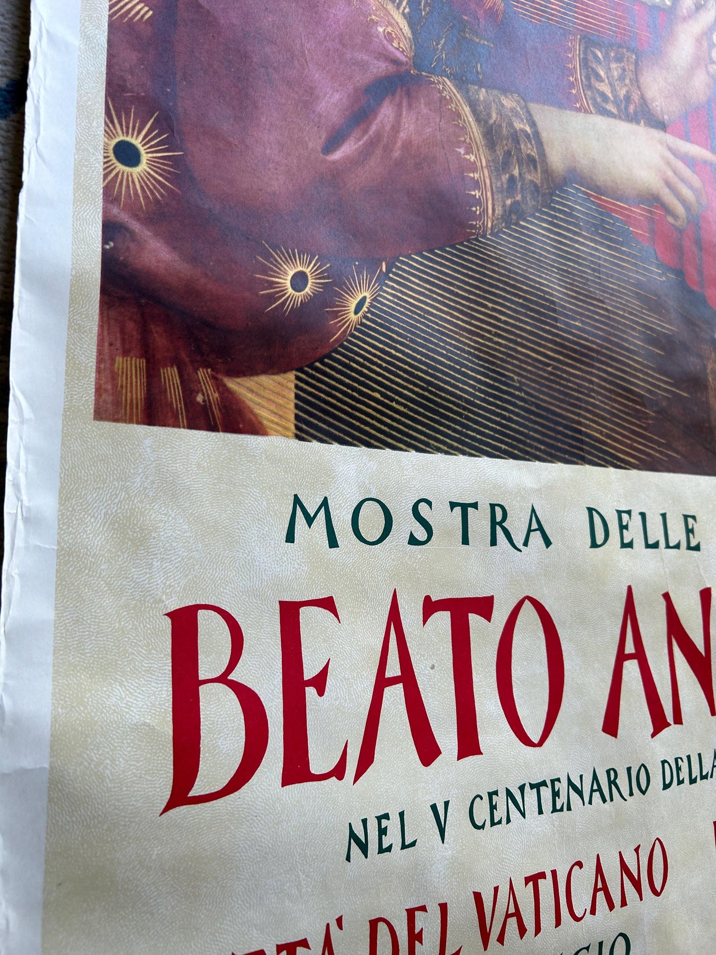 Original 1955 Beato Angelico Exhibition Poster - Vatican & Florence - Authentic Mid-Century Italian Litho - Religious Renaissance Art Decor