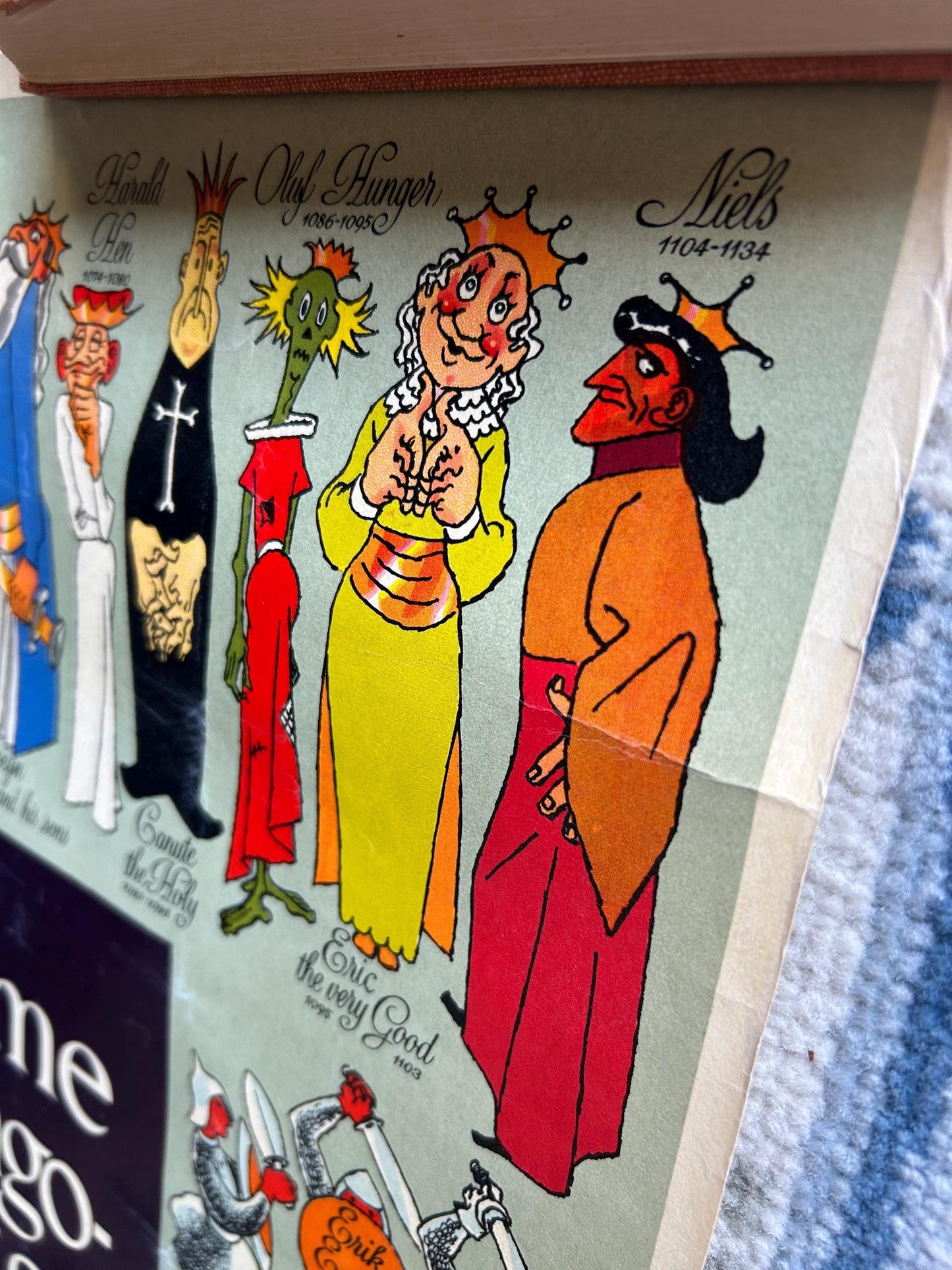 Original 1950s Denmark Royal Lineage Poster - Thelander Illustration - Mid-Century Danish Travel Art - Gorm the Old to Frederik IX
