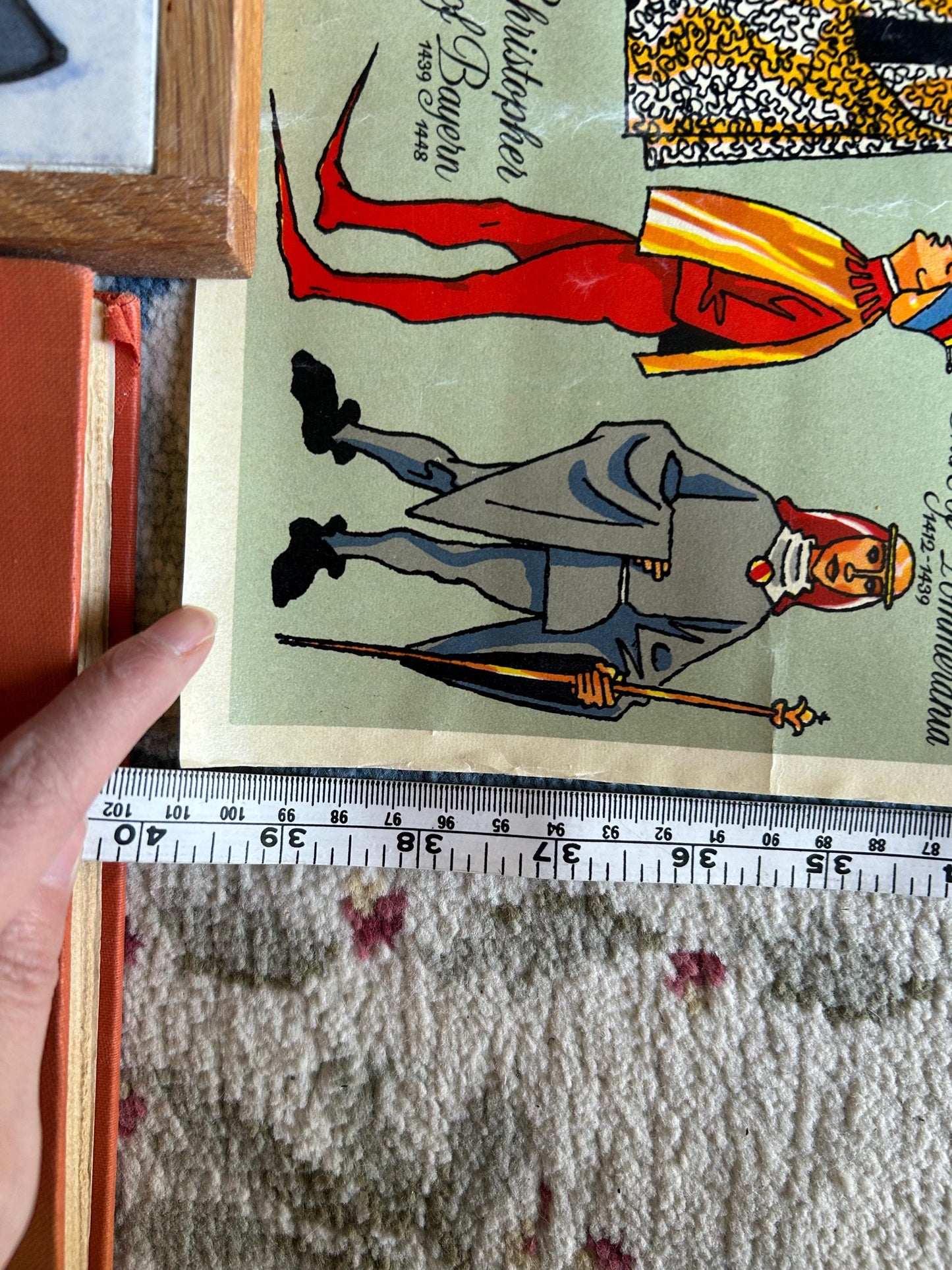 Original 1950s Denmark Royal Lineage Poster - Thelander Illustration - Mid-Century Danish Travel Art - Gorm the Old to Frederik IX