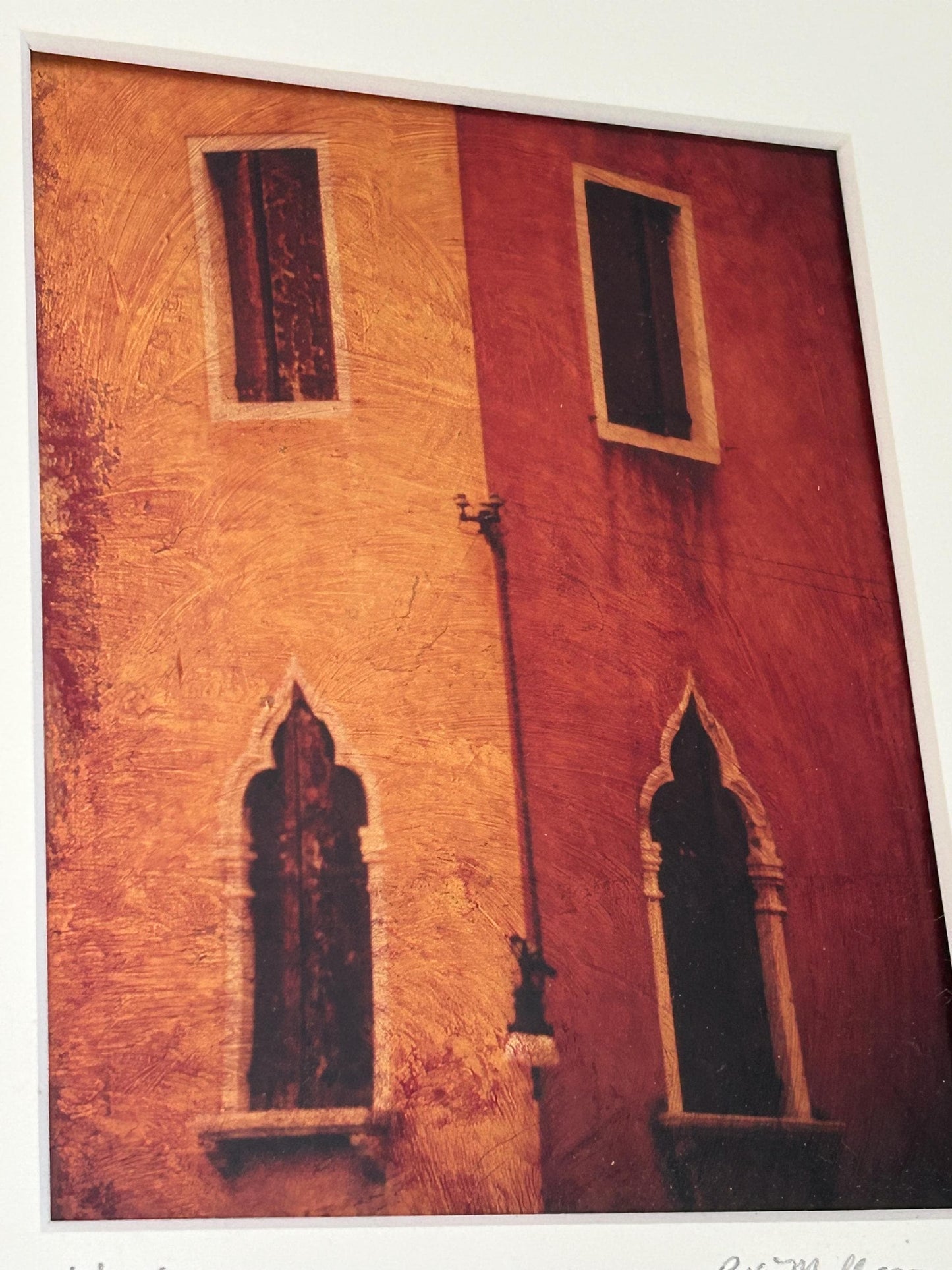 Patty Mulligan Signed Art Print "Venice" - Hand-Embellished Gold Leaf Texture -Framed & Matted Architectural Cityscape - Vintage Gallery Art