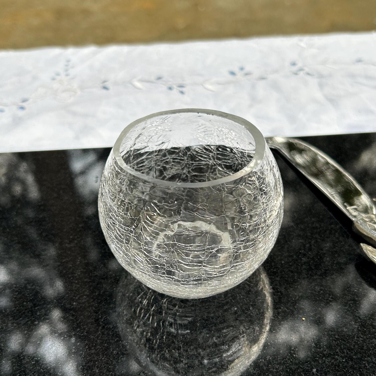 Michael Aram Black Orchid Cheese Board Set, Granite, Black Nickelplate, Knife, Crackle Bowl