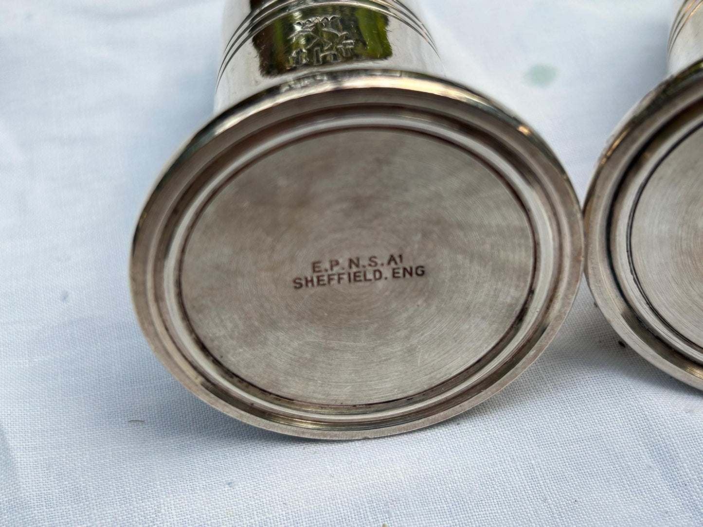 Vintage EPNS Salt Pepper Shakers | Trusthouse Forte Stag Logo, Sheffield England
