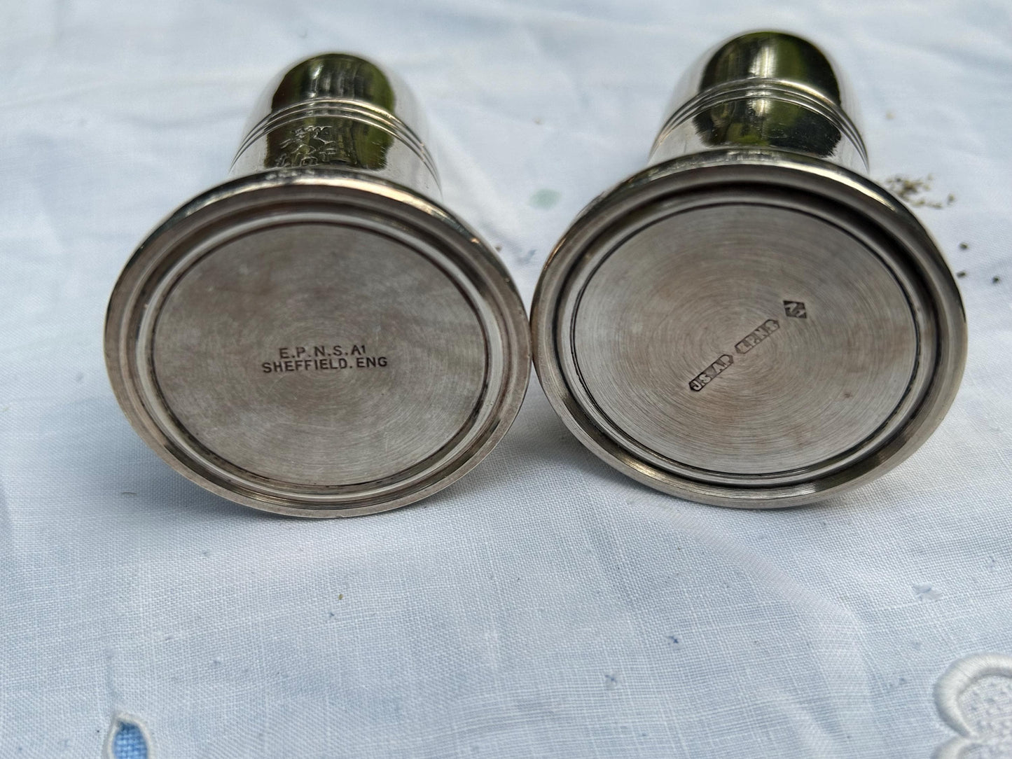 Vintage EPNS Salt Pepper Shakers | Trusthouse Forte Stag Logo, Sheffield England