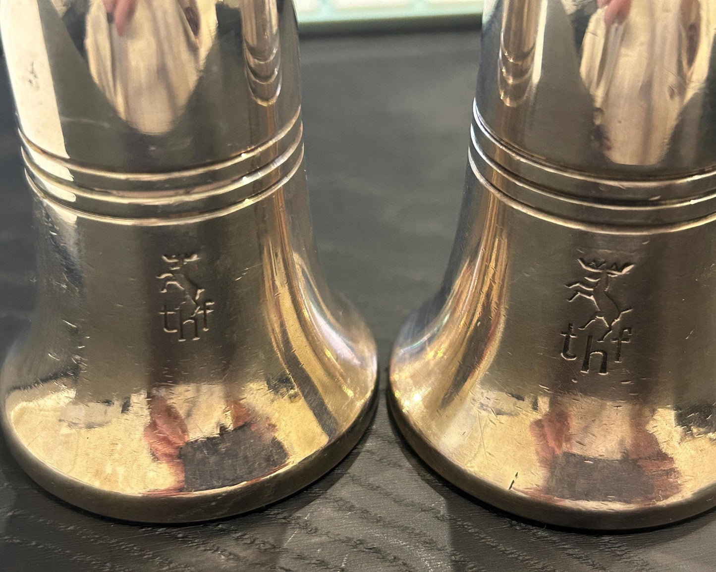 Vintage EPNS Salt Pepper Shakers | Trusthouse Forte Stag Logo, Sheffield England