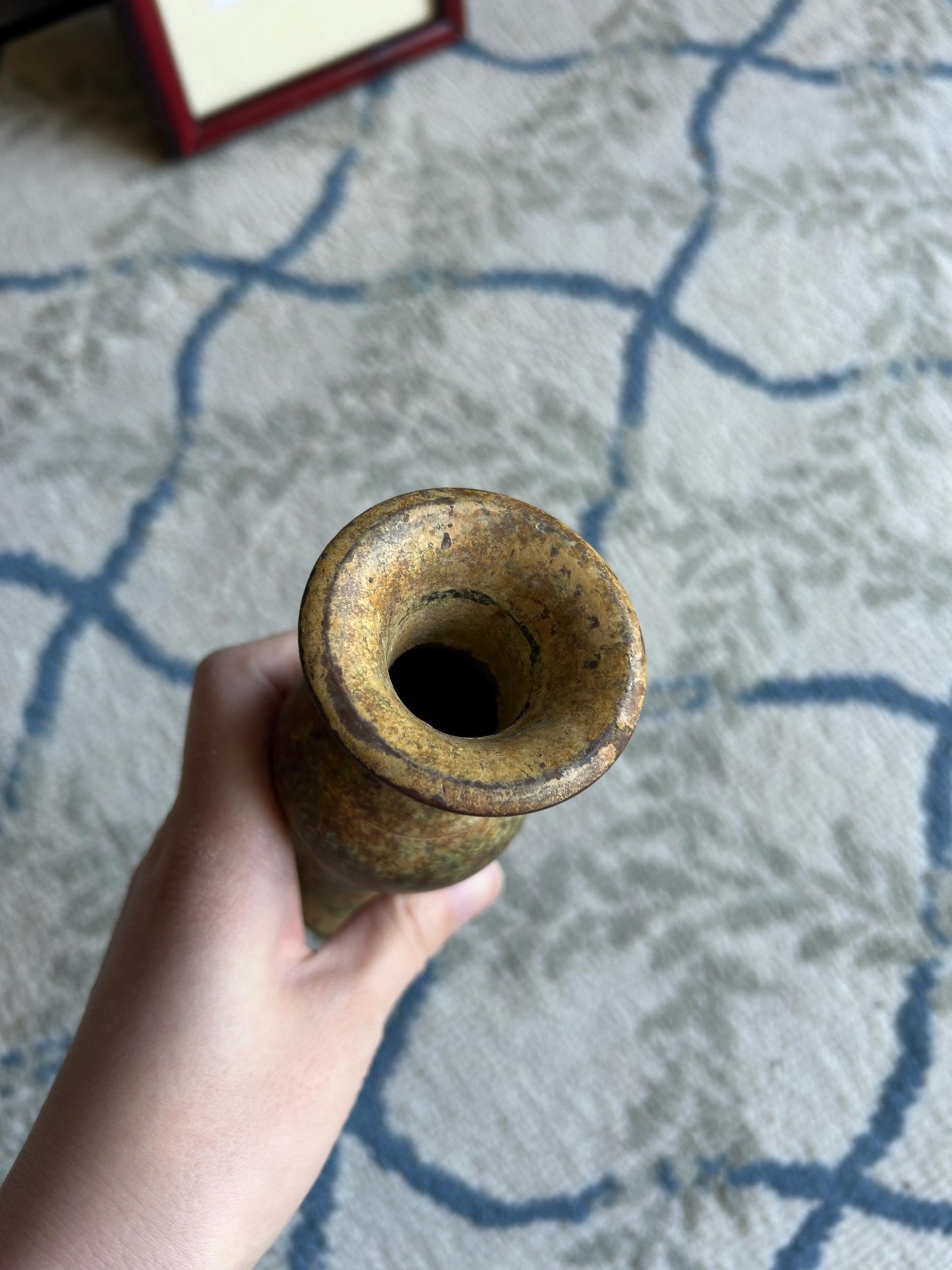 Vintage NYC Studio Bronze Vase - Acid Etched Patina - Mid Century Modernist Small Bud Vase - 1970s New York City Designer Art Scholar Estate