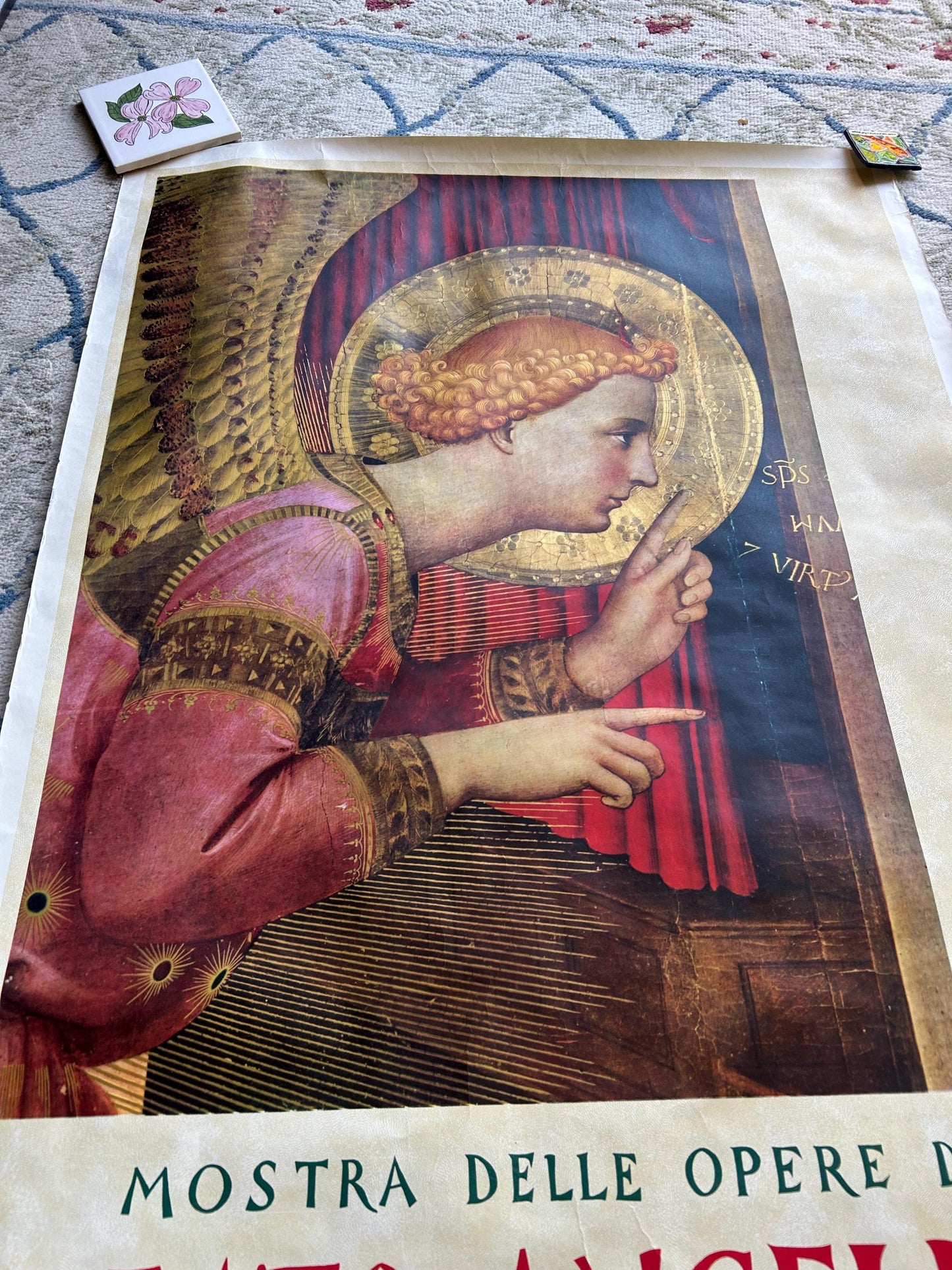 Original 1955 Beato Angelico Exhibition Poster - Vatican & Florence - Authentic Mid-Century Italian Litho - Religious Renaissance Art Decor