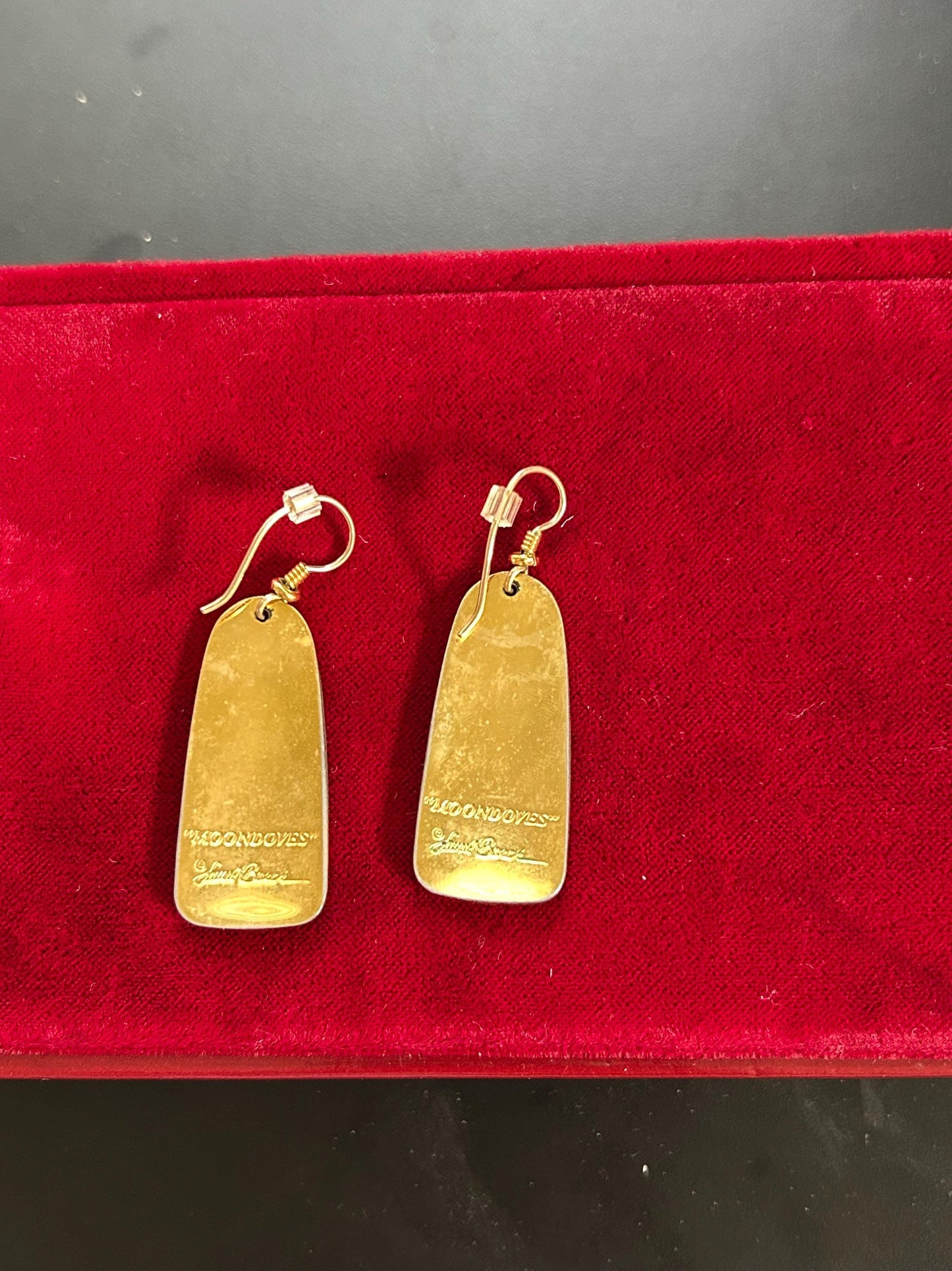 Vintage Laurel Burch Moondoves Doves Cloisonne Enamel Earrings