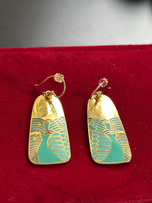 Vintage Laurel Burch Moondoves Doves Cloisonne Enamel Earrings