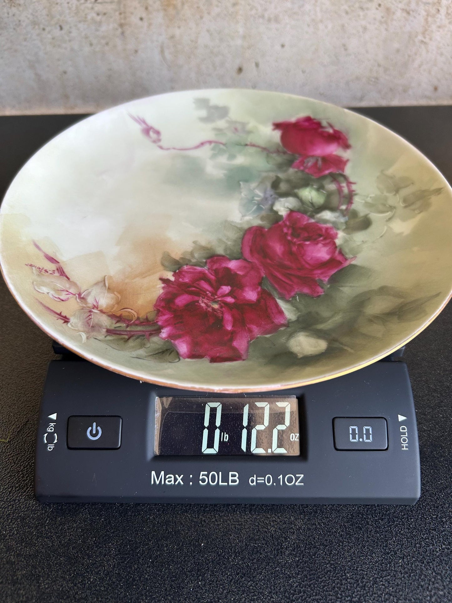 Antique Haviland France Limoges Hand Painted Rose Plate - 9" Luncheon Plate - Victorian Floral Gilt Rim - Exceptional French Porcelain Art