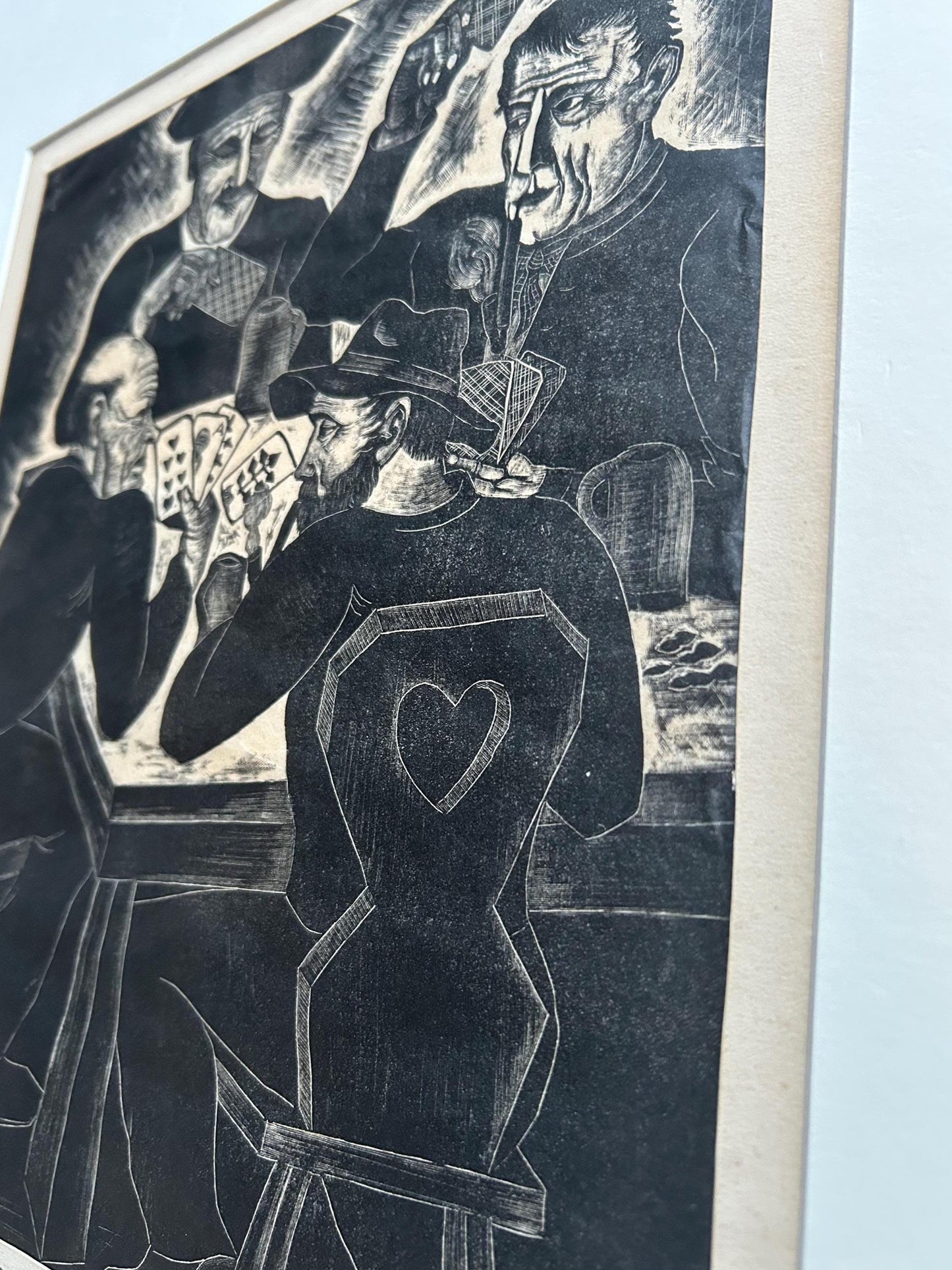 Fritz Richter Die Spieler Original Woodcut Signed Numbered 19/25 German Expressionist Card Players Print Berchtesgaden 1930s Art