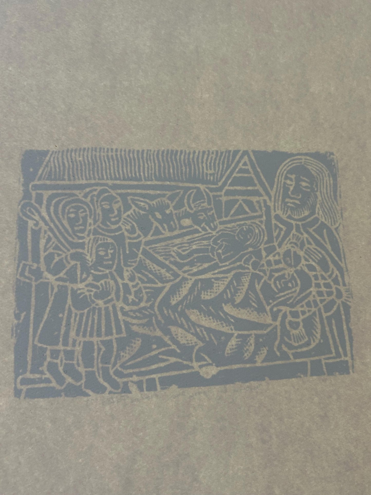 Rare 1973 Brass Rubbing Adoration of the Shepherds Signed Fitch 1500