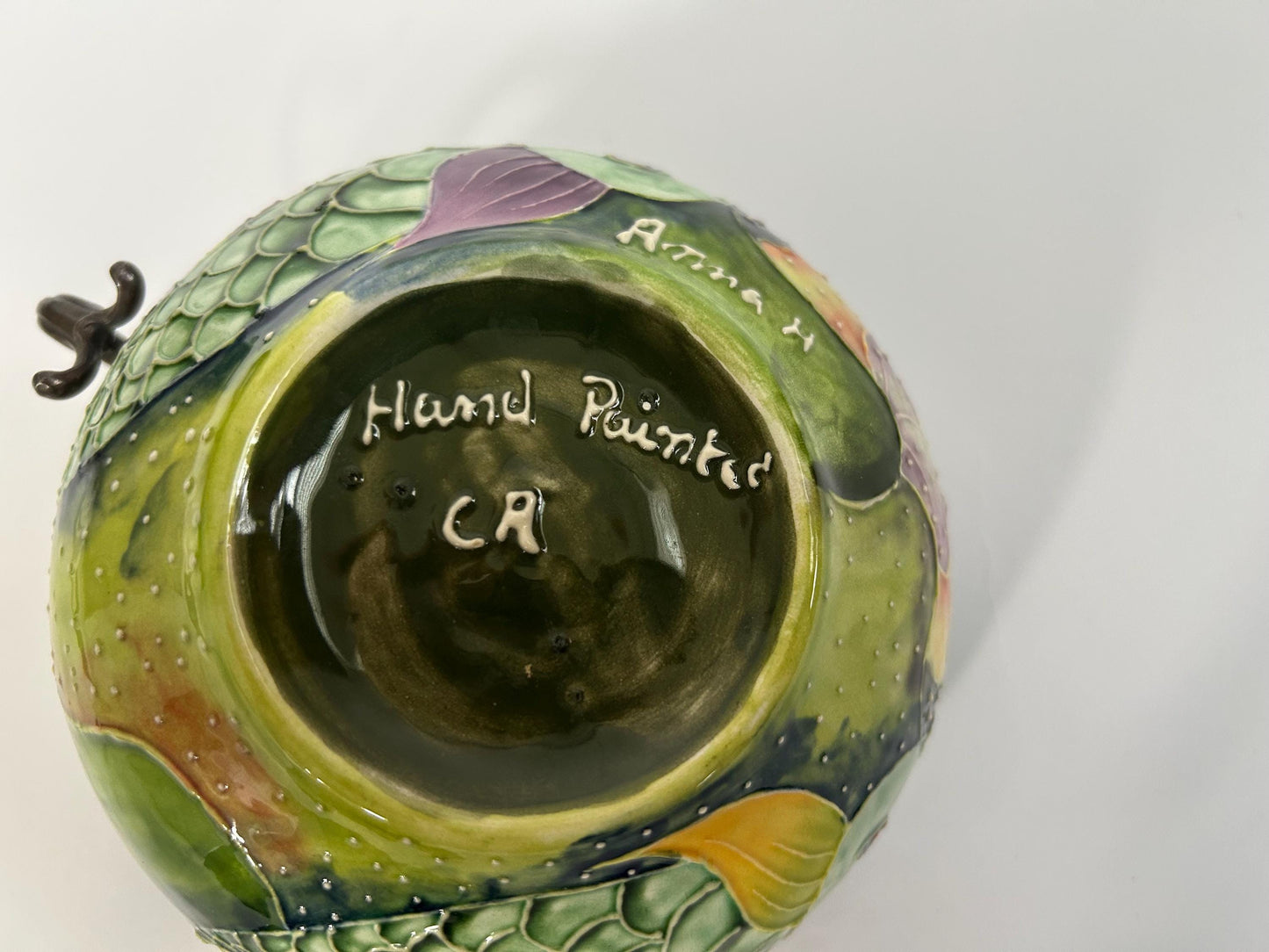 Anna H Handmade Studio Pottery Bowl - Original Underwater Koi Fish & Lily Pad Design - Raised Glaze Ceramic Art - Small Artisan Serving Bowl