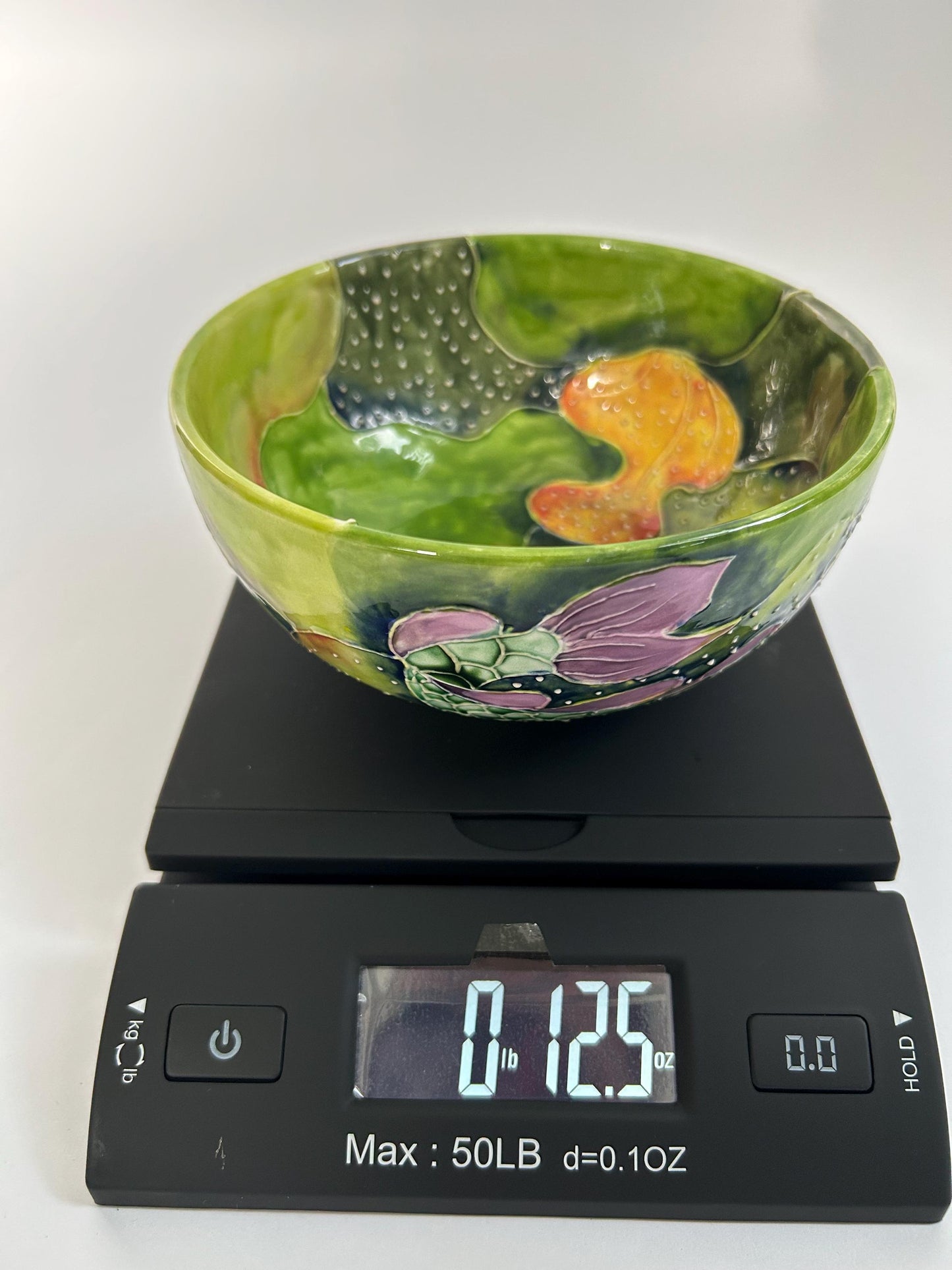 Anna H Handmade Studio Pottery Bowl - Original Underwater Koi Fish & Lily Pad Design - Raised Glaze Ceramic Art - Small Artisan Serving Bowl