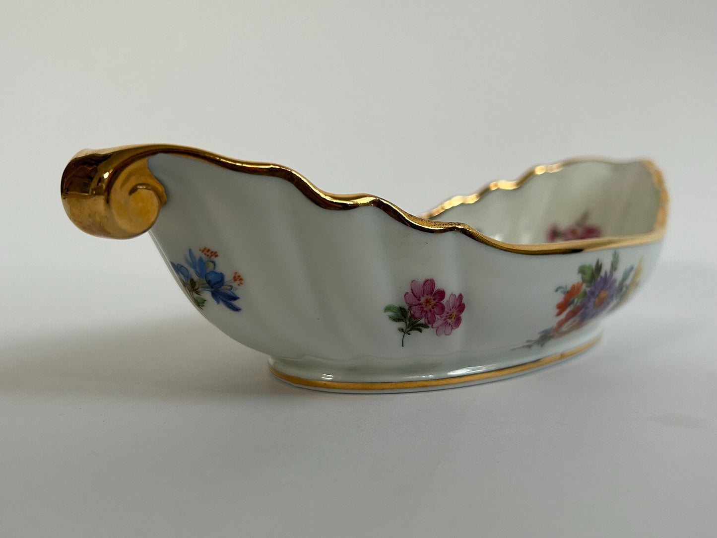 Paul Pastaud Limoges Hand Painted Ravier, Floral Oval Relish Dish