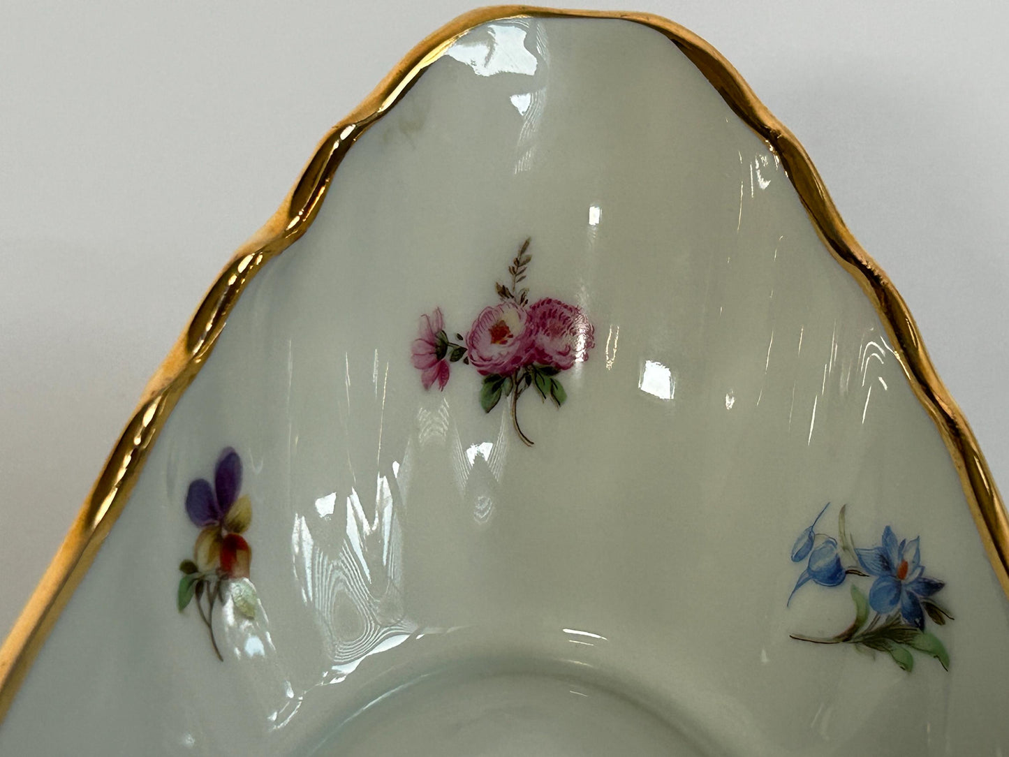Paul Pastaud Limoges Hand Painted Ravier, Floral Oval Relish Dish