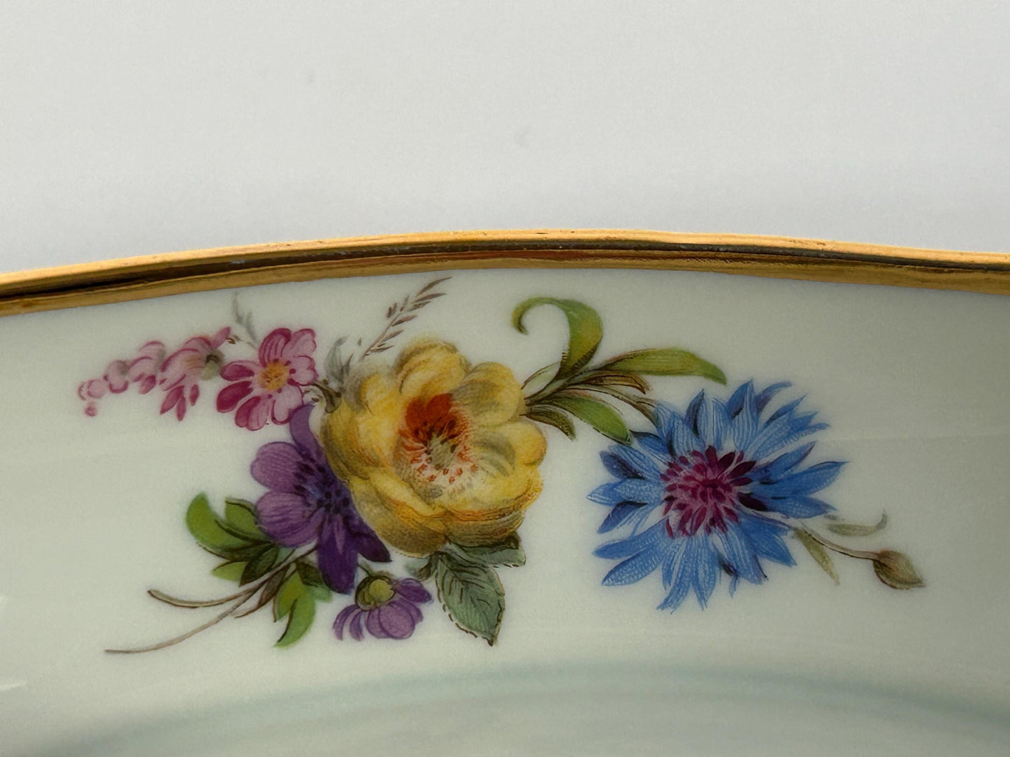 Paul Pastaud Limoges Hand Painted Ravier, Floral Oval Relish Dish