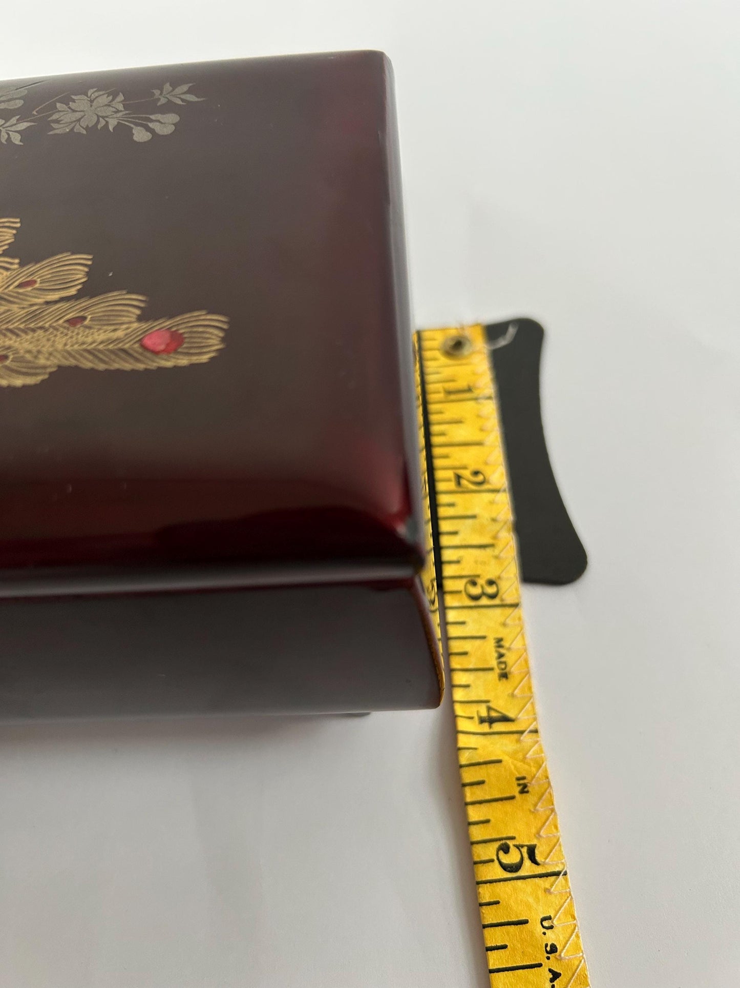 Vintage Minori Orgel Japanese Lacquer Jewelry Box, Maki-e Phoenix Design, Mid-Century Lidded Vanity Box