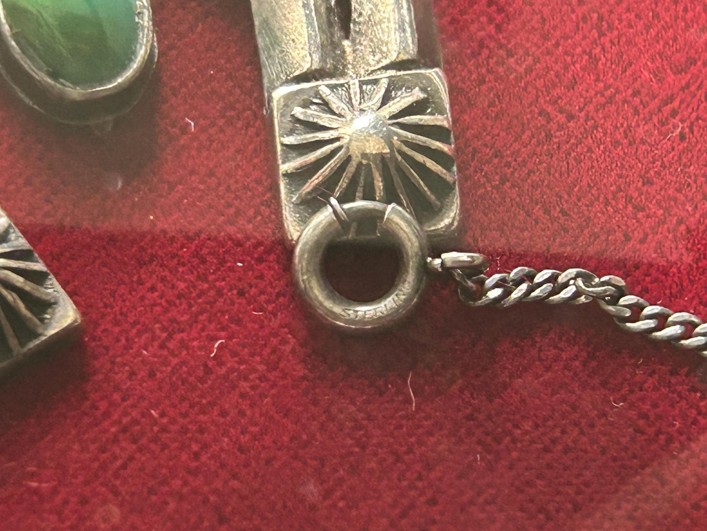 Vintage Sterling Silver Horseshoe Turquoise Pendant Necklace Southwest