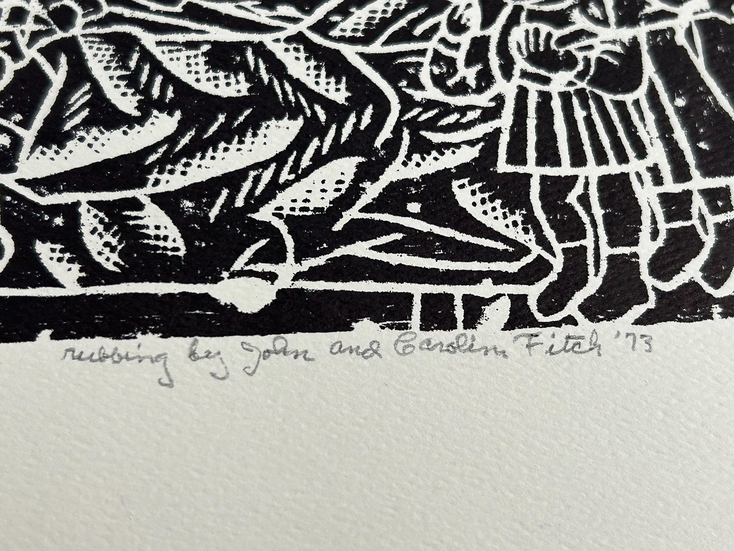 Rare 1973 Brass Rubbing Adoration of the Shepherds Signed Fitch 1500