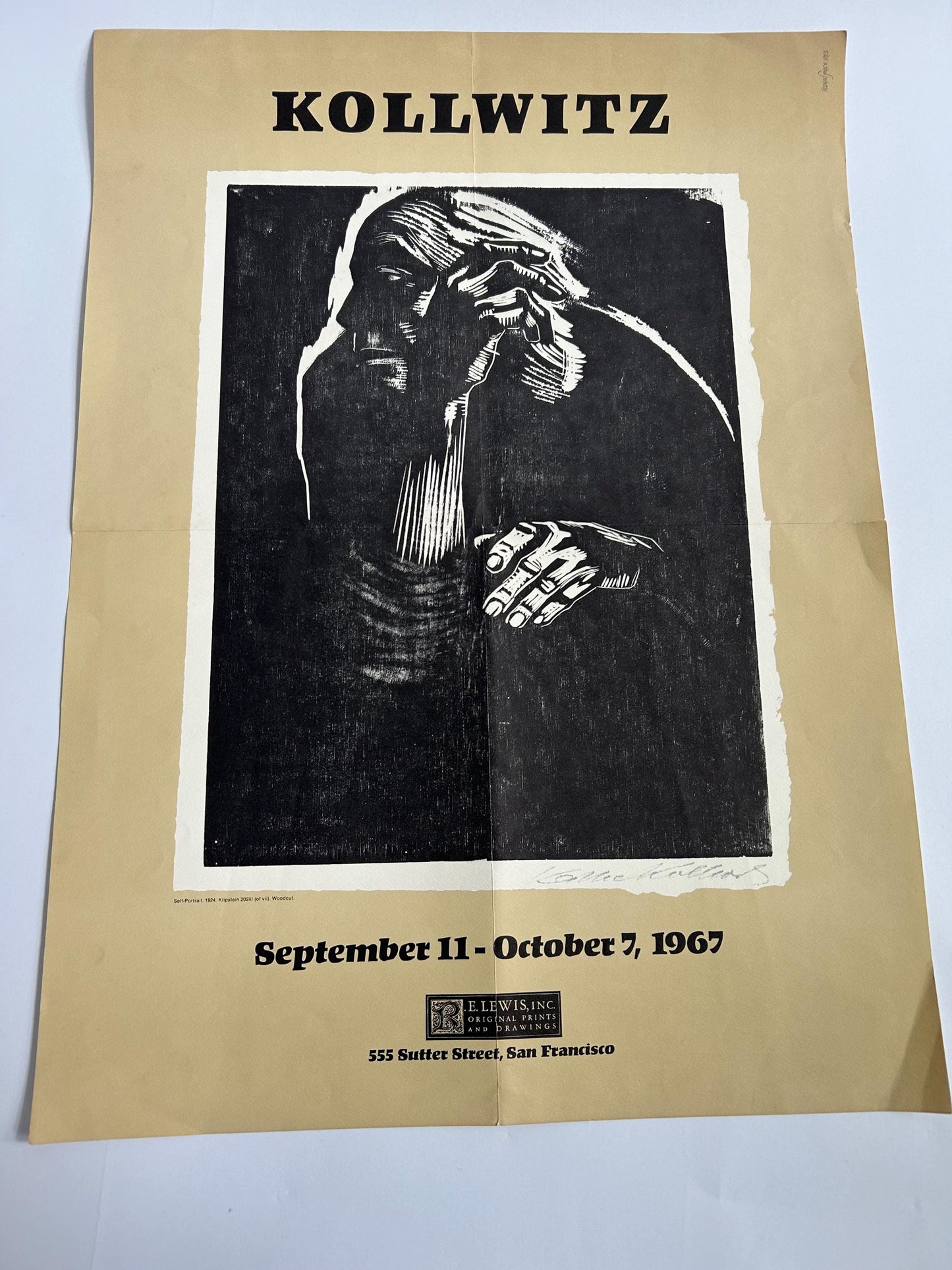 Vintage 1967 Kathe Kollwitz Exhibition Poster R.E. Lewis San Francisco