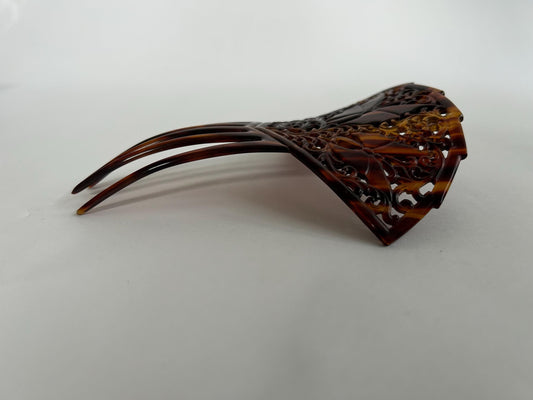 Large Art Deco Hair Comb Faux Tortoiseshell Celluloid Spanish Mantilla Peineta Fan Shape Antique 1920s Wedding Bridal Flamenco