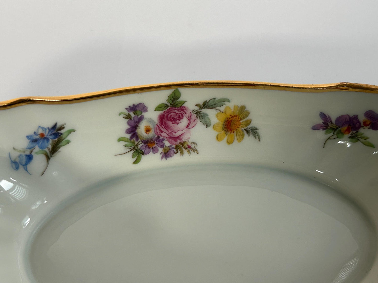 Paul Pastaud Limoges Hand Painted Ravier, Floral Oval Relish Dish