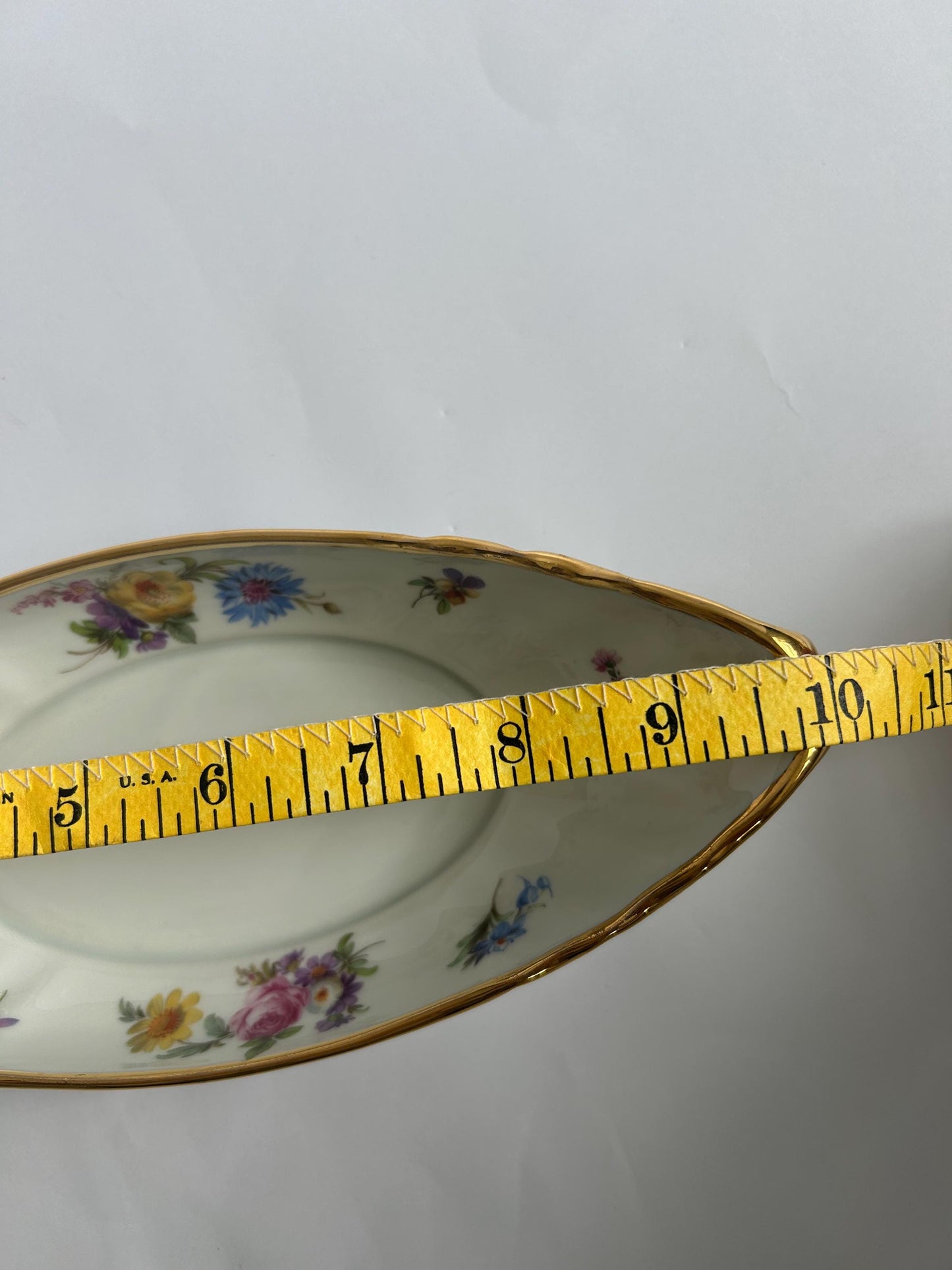 Paul Pastaud Limoges Hand Painted Ravier, Floral Oval Relish Dish