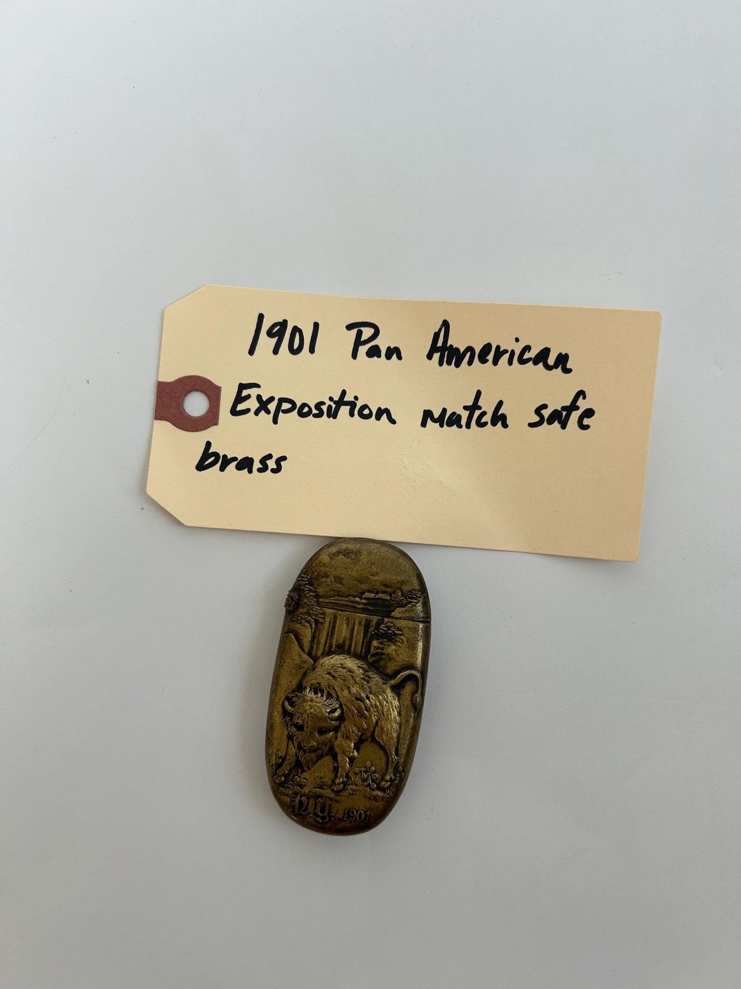 Antique 1901 Pan-American Exposition Match Safe, Buffalo NY Souvenir Vesta Case, Niagara Falls McKinley Era Americana