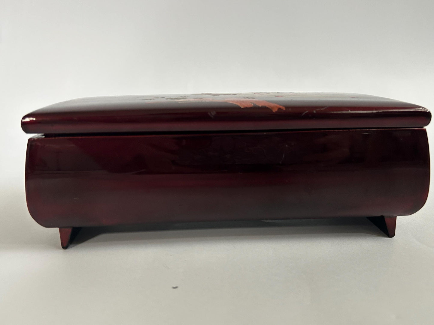Vintage Minori Orgel Japanese Lacquer Jewelry Box, Maki-e Phoenix Design, Mid-Century Lidded Vanity Box