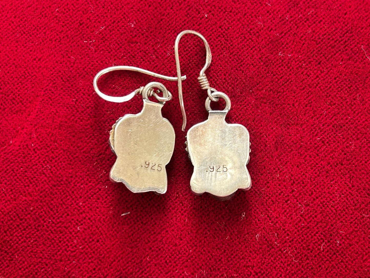 Vintage Navajo Style Mother of Pearl Sterling Silver Leaf Earrings