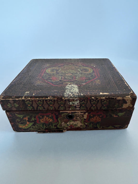 Antique German Toy Sewing Machine Original Box 1900s Child Hand Crank