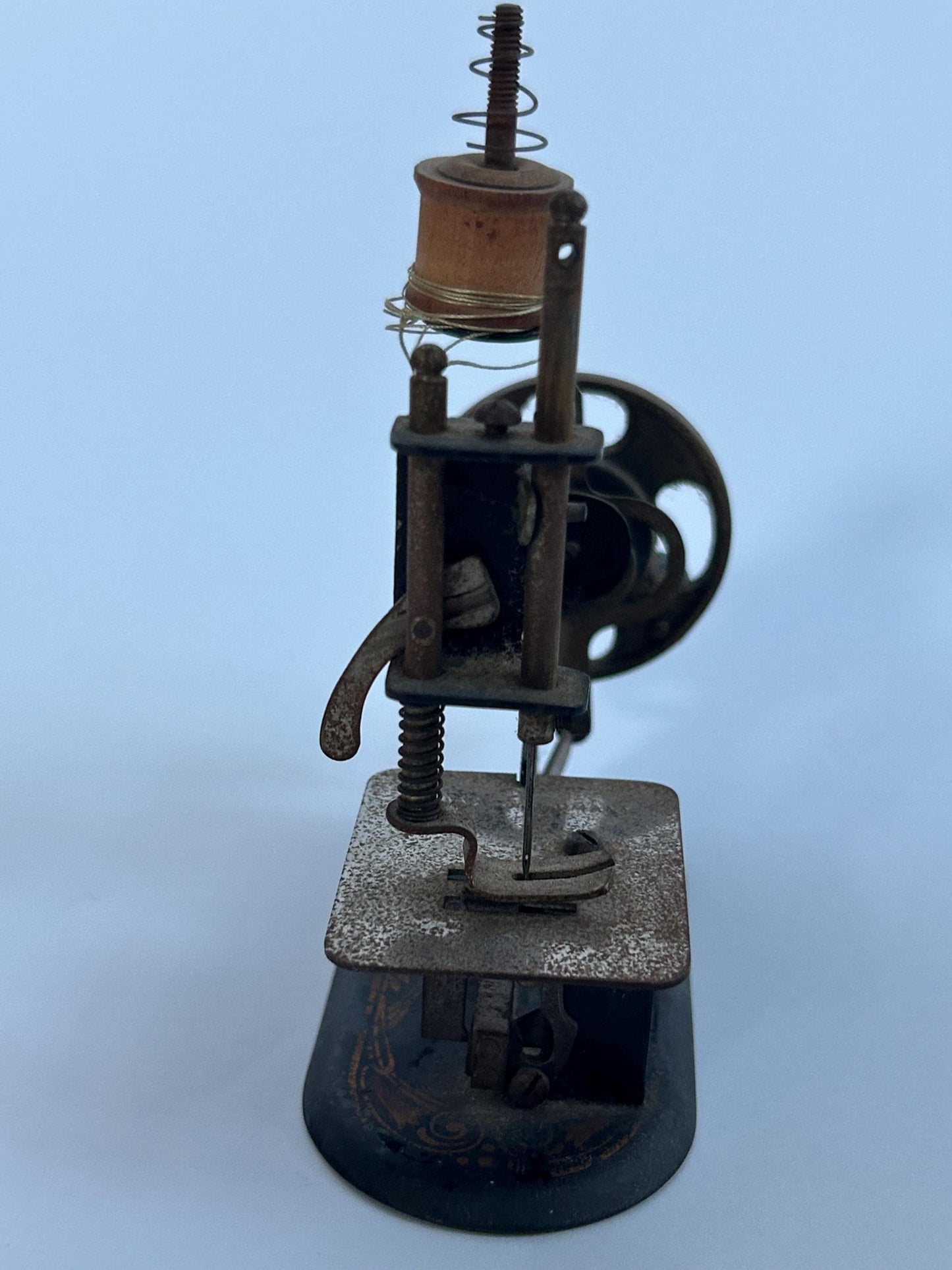 Antique German Toy Sewing Machine Original Box 1900s Child Hand Crank