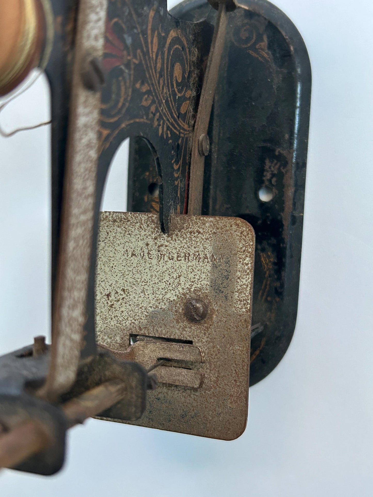 Antique German Toy Sewing Machine Original Box 1900s Child Hand Crank