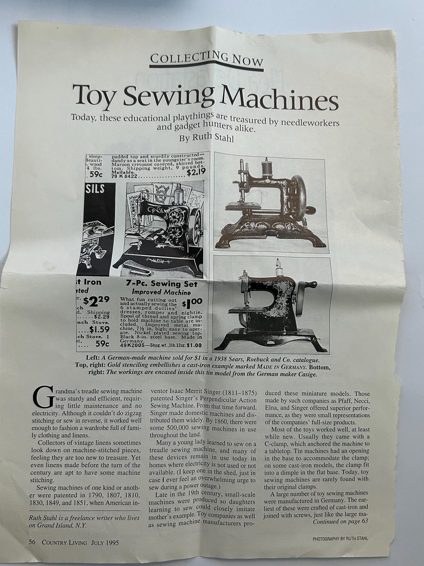 Antique German Toy Sewing Machine Original Box 1900s Child Hand Crank