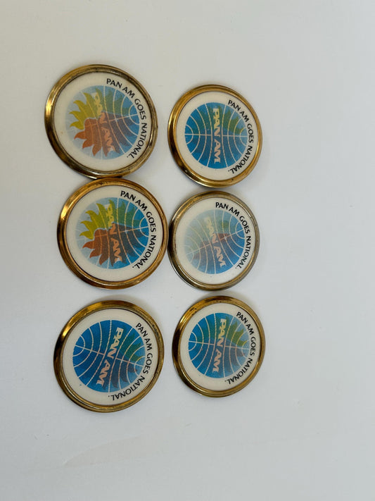 Pan Am Goes National Vari-Vue Lenticular Pin Set 1980 Lot 6 Airline